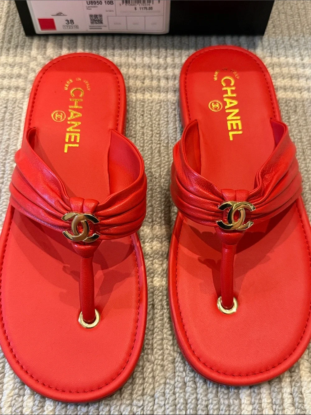 Chanel 26M Lambskin Red Sandals